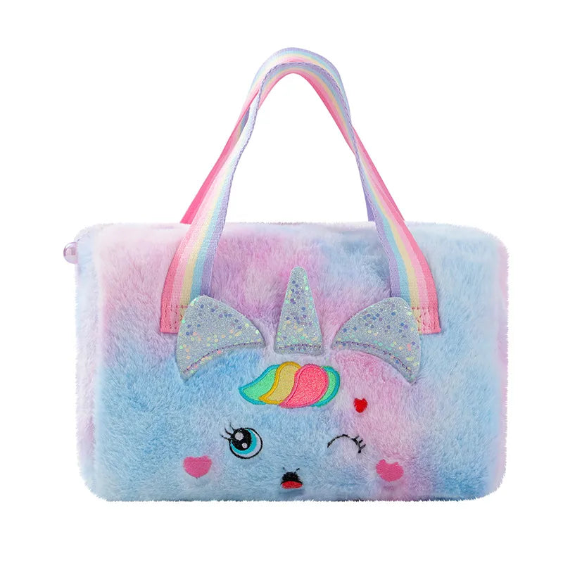 Plush Large Handbag Storage Backpack Cartoon Cute Bag Children's Love Glitt Ribbon Rainbow Shoulder Bag