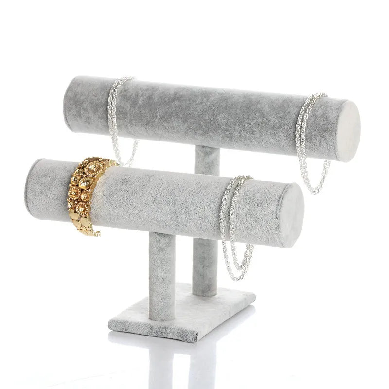 Double Layer Bracelet Display Stand Jewelry Watch Earring Hair Band Showcase Counter Top Velvet Stand For Jewelry Store