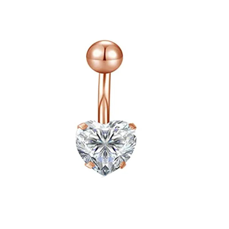 fashion solid color stainless steel inlay artificial gemstones belly ring