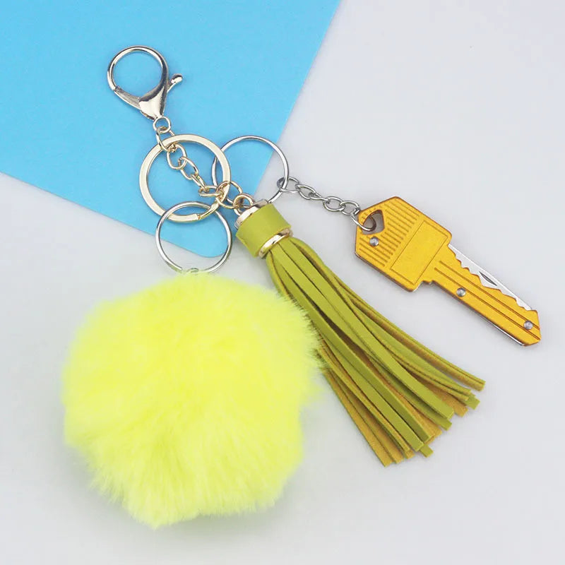 Simple Style Self-defense Solid Color Self-defense Pu Leather Self-defense Bag Pendant Self-defense Keychain
