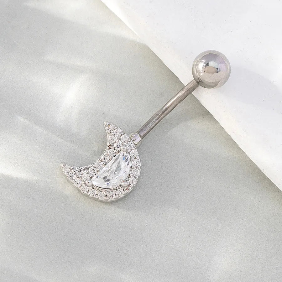 hip-hop geometric stainless steel silver plated zircon belly ring in bulk