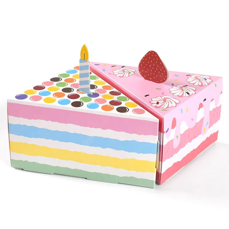 Cute creative triangle cake shape table candy box spot birthday party color gift packaging box