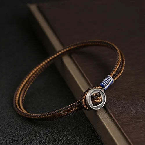 Simple Style Geometric 925 Sterling Silver rope Knitting Men's Bracelets