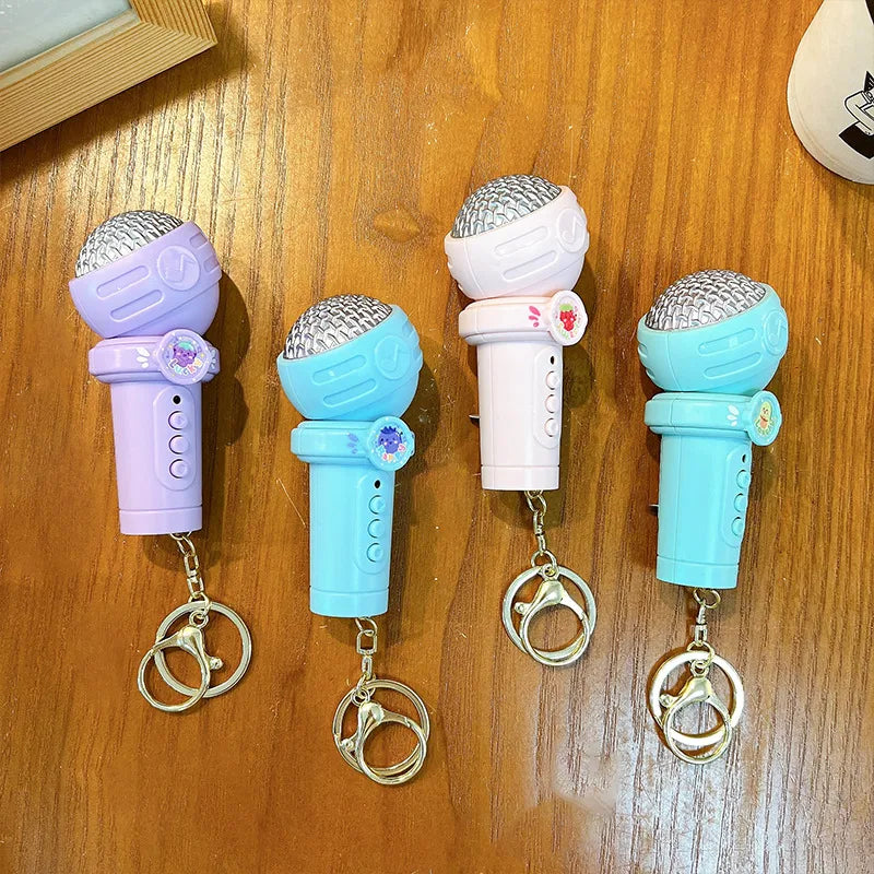 Creative Multi-Functional Recording Microphone Keychain Cute Bag Accessory Fun Student Toy Pendant Gift ABS Material Lovely Style