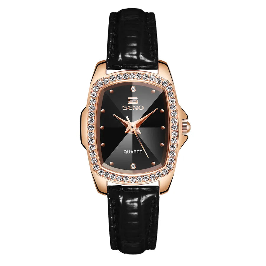 SENO Chennuo a generation of Europe and the United States retro square diamond ladies belt watch simple rhinestone quartz women's watch