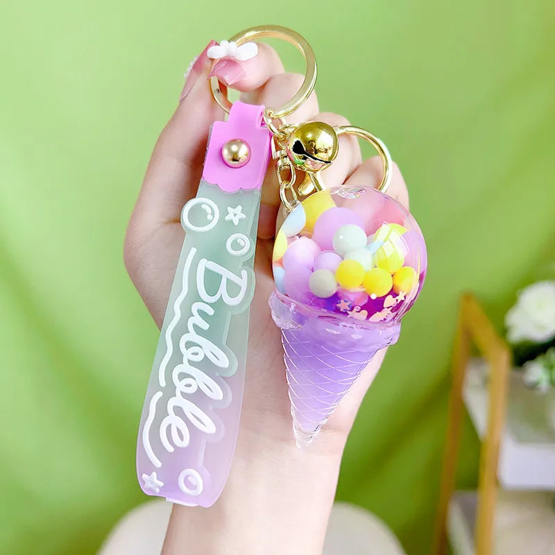 Acrylic Keychain Cute Sandflow Bottle Bag Pendant Toy Christmas Valentine Wedding Graduation Birthday Gift Keyring Decoration