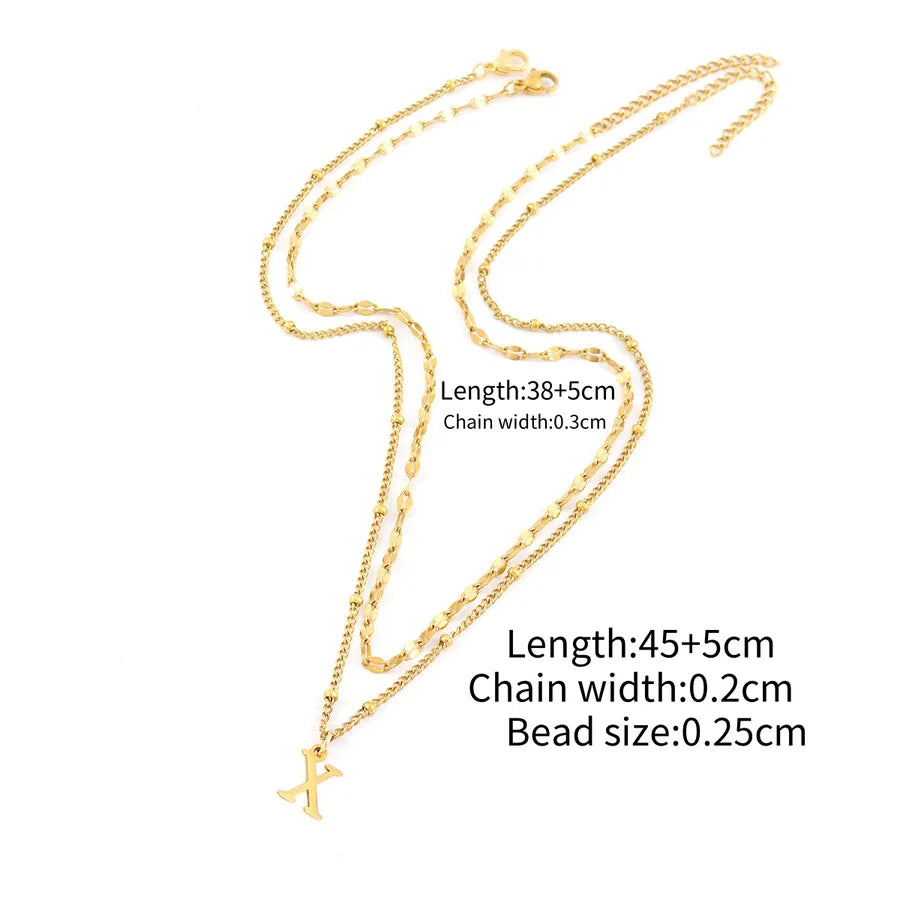 Wholesale Jewelry Simple Style Classic Style letter 201 Stainless Steel 304 Stainless Steel Side Clip Bead Necklace Lip Chain Pendant Necklace