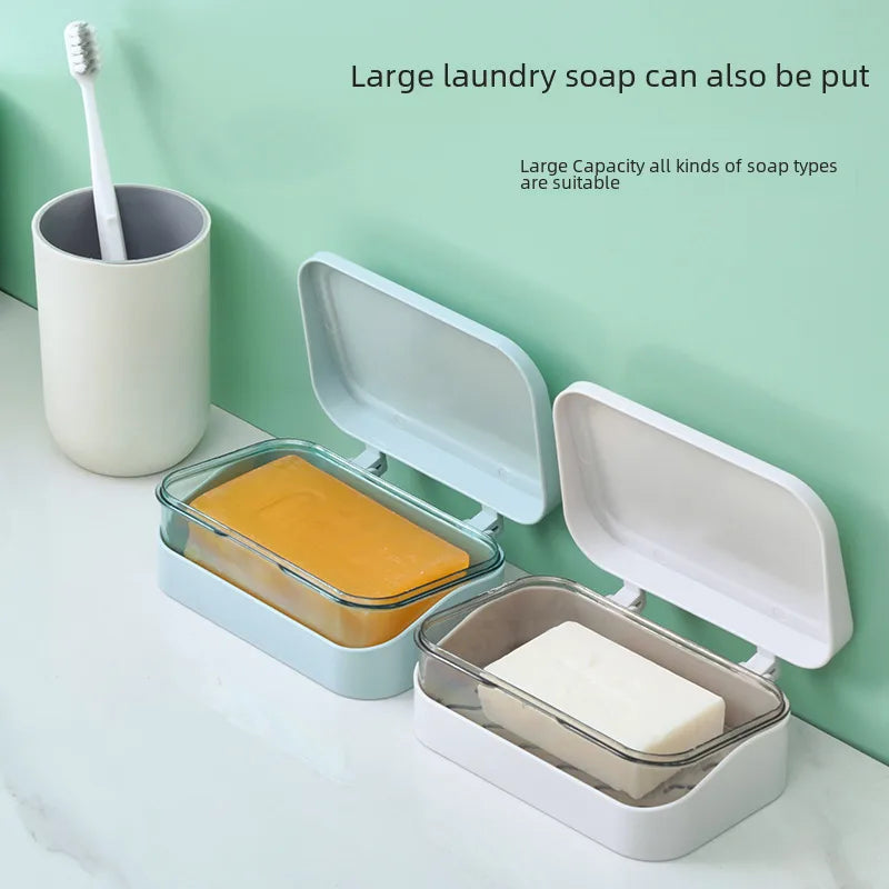 Creative Flip Soap Box Creative Transparent Plastic Drain Box Household Bathroom Balcony Soap Box Dormitory Soap Box