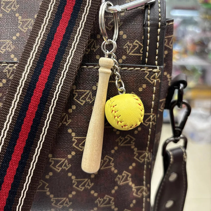 simple style sports ball pu leather metal unisex bag pendant keychain