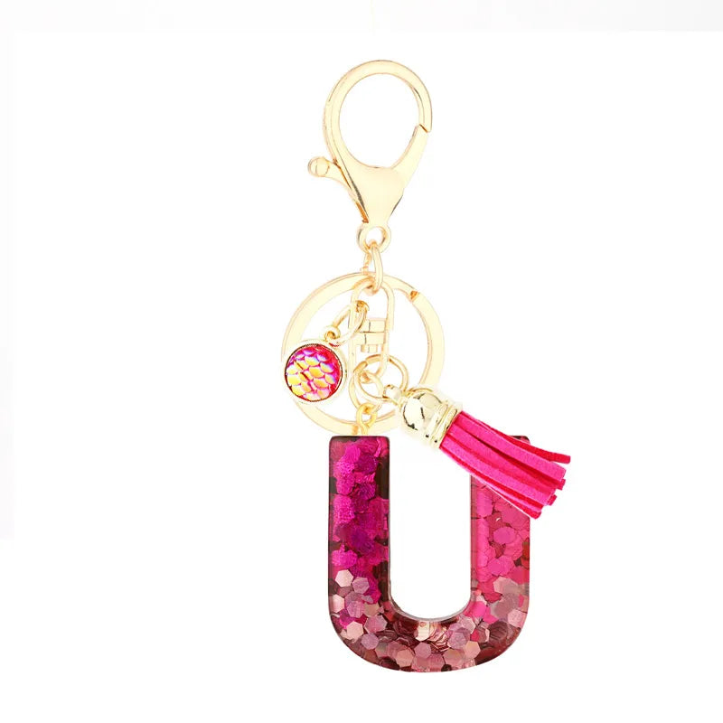 1 piece fashion letter resin patchwork unisex keychain