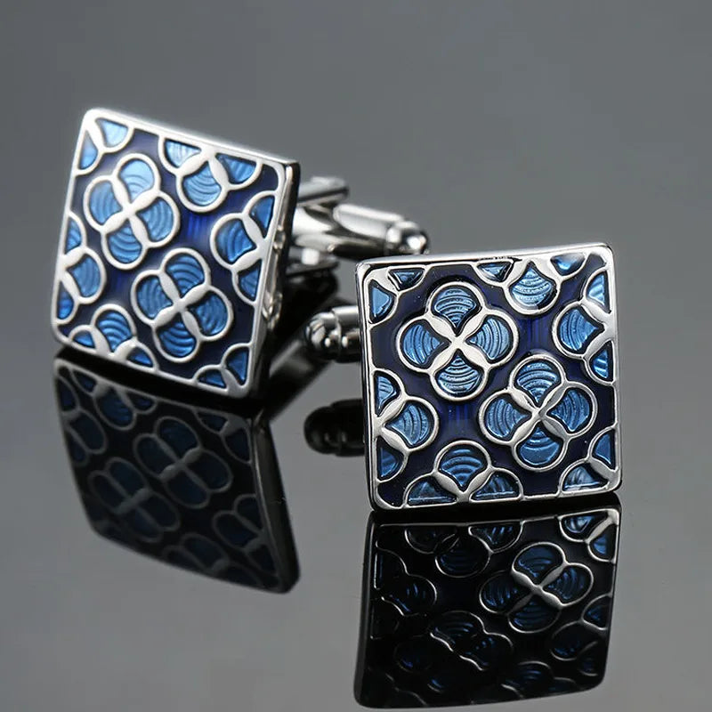 business geometric copper plating men's cufflinks