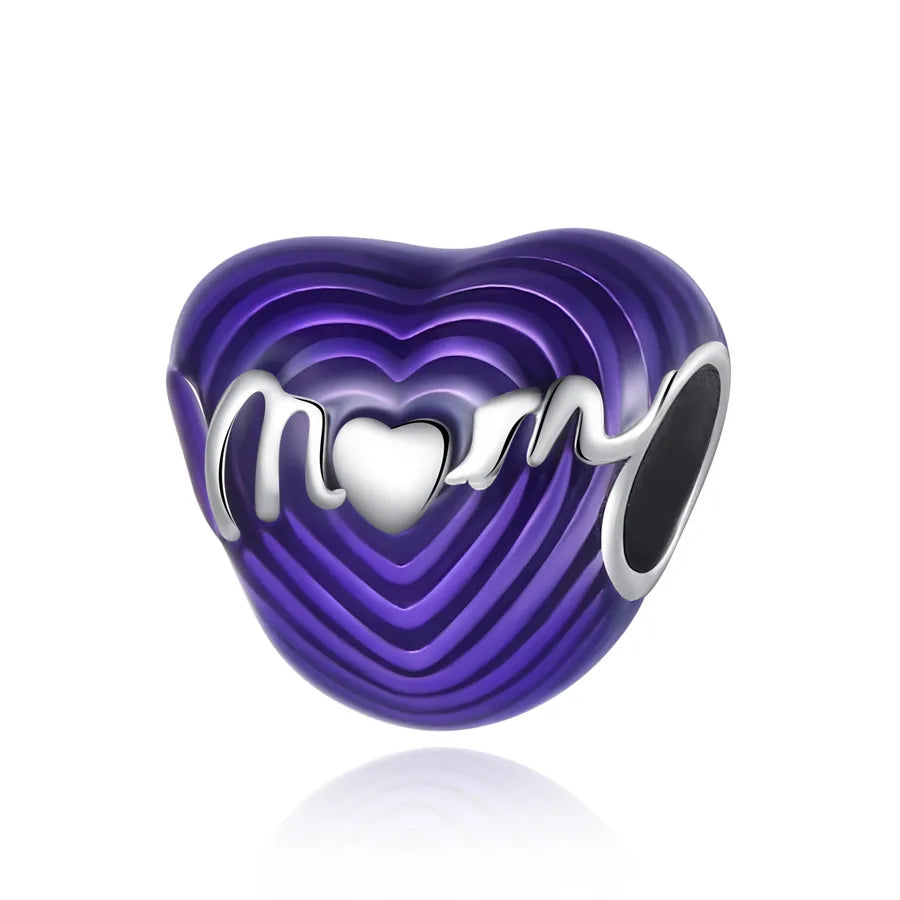 Cross-Border Supply Silver-Plated Beaded Small Pendant Mother's Love Heart-Shaped Series Diy Bracelet Jewelry Accessories Gift for Mother