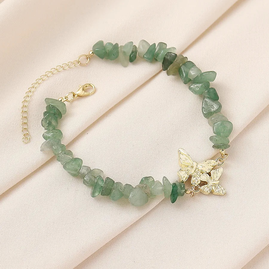 Wholesale Jewelry Vintage Style Preppy Style Vacation Butterfly natural stone Zinc alloy Anklet