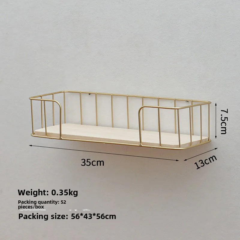 Nordic Style Household Wall Shelf Wrought Iron Frame Plus Board Support Plus Inner Box Independent Packaging Spot Wholesale