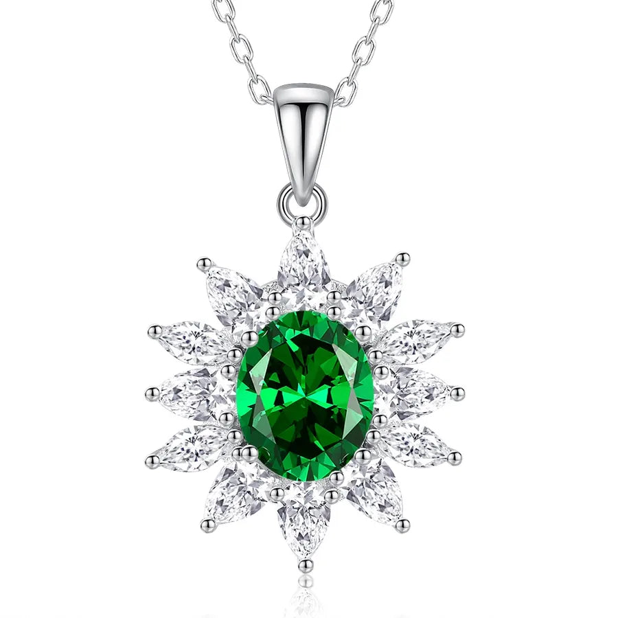 1 Piece 925 Sterling Silver Flower Zircon High Carbon Drill Gold Plating 925 sterling silver cable chain Pendant Necklace