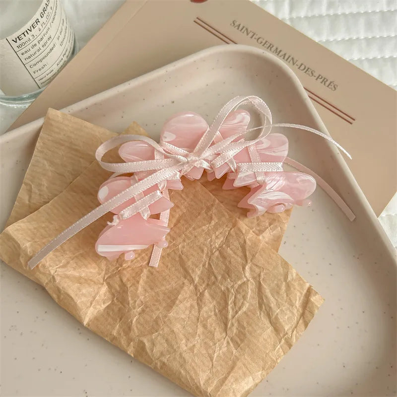 Ballet Style Acetate Hair Clip Shark Clamp Women's Sweet Butterfly Knot Hair Accessories For Back Of Head Hair Grabbing