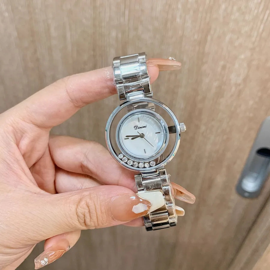 Simple Style Solid Color Butterfly Double Snap Quartz Watch Women's Watches