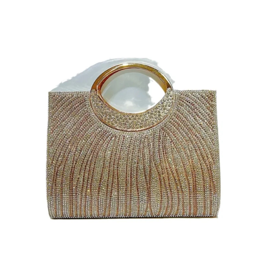 Fashionable Dinner Diamond Shiny Wedding Maid Of Honor Party Evening Dress Shoulder Crossbody Handbag Polyester Square Bag