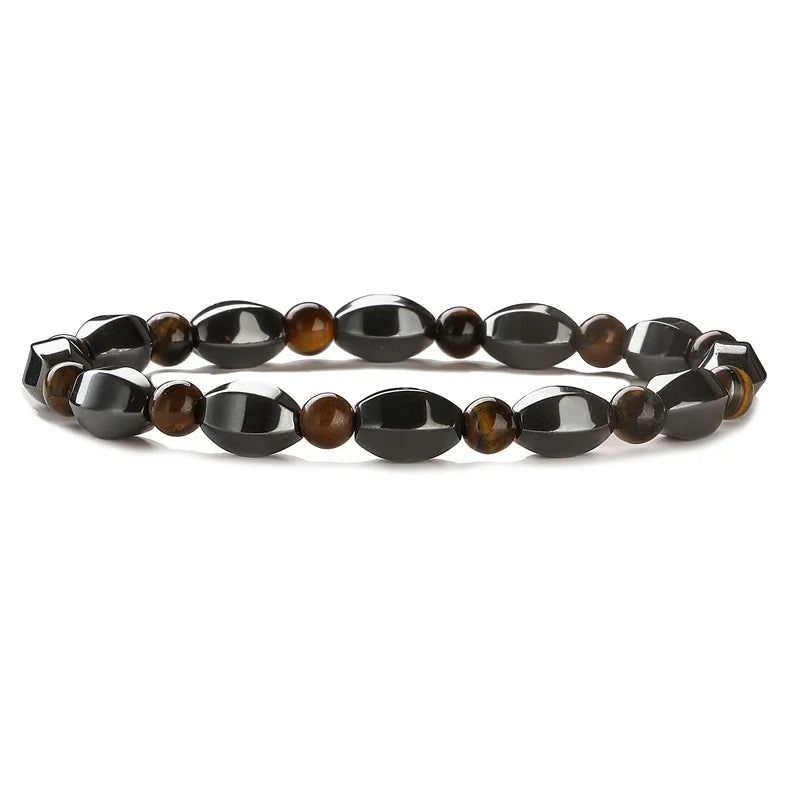 Retro Classic Style Geometric natural stone Tiger Eye black gallstone Bracelets In Bulk