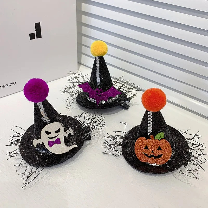exaggerated funny halloween pattern pumpkin bow knot alloy cloth hair clip