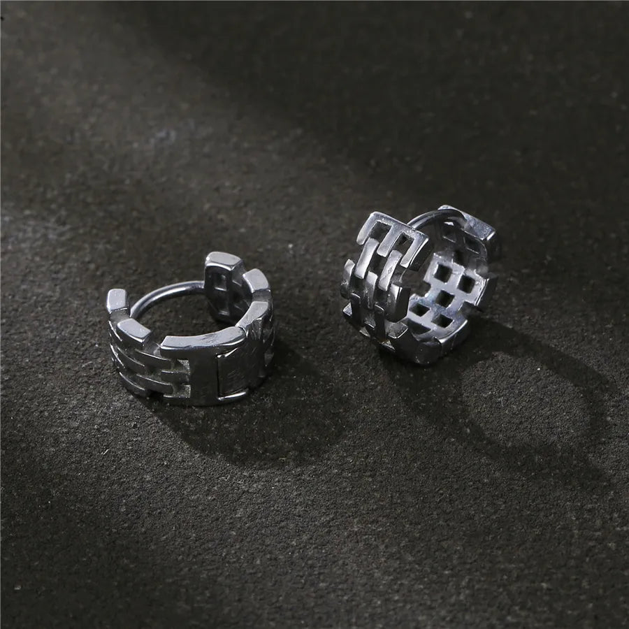 1 piece hip-hop geometric titanium steel plating men's earrings