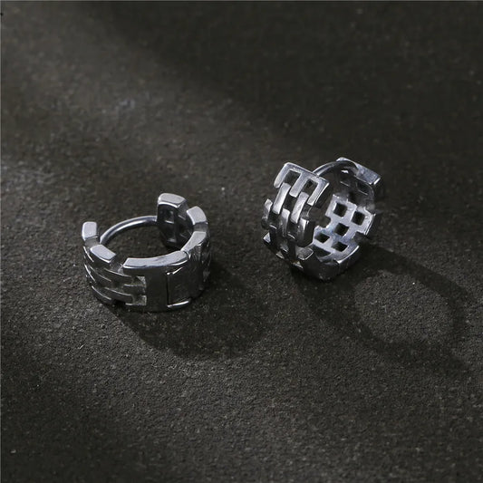 1 piece hip-hop geometric titanium steel plating men's earrings