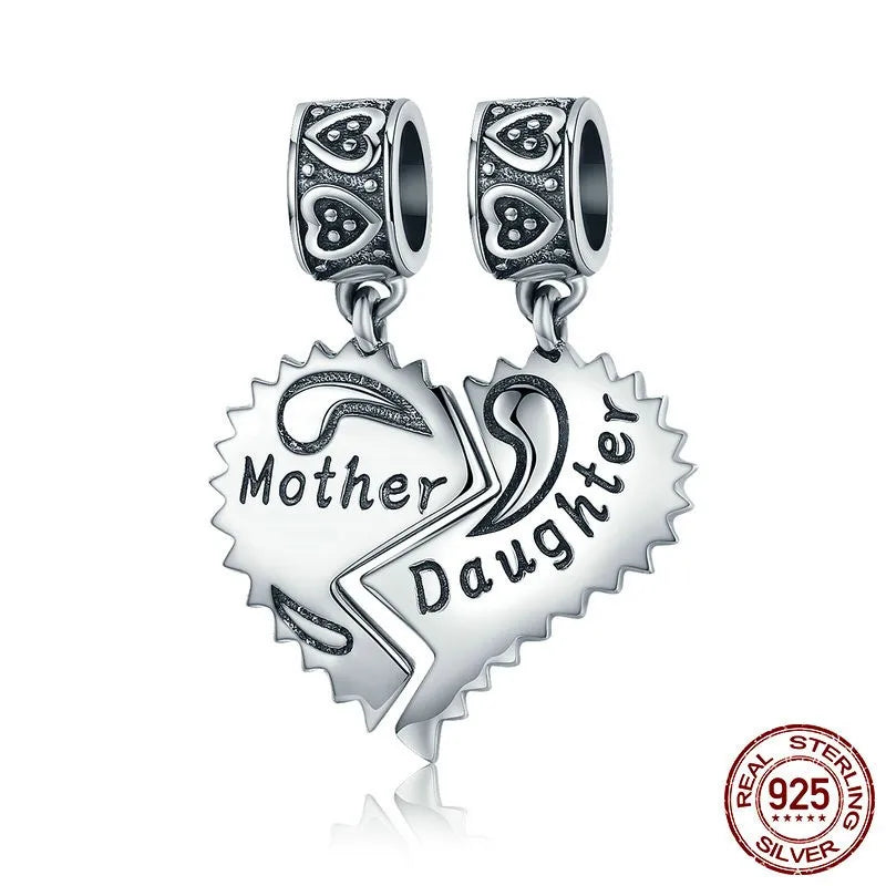 1 Piece 925 Sterling Silver Zircon Letter Heart Shape Butterfly Polished Pendant Beads Jewelry Accessories