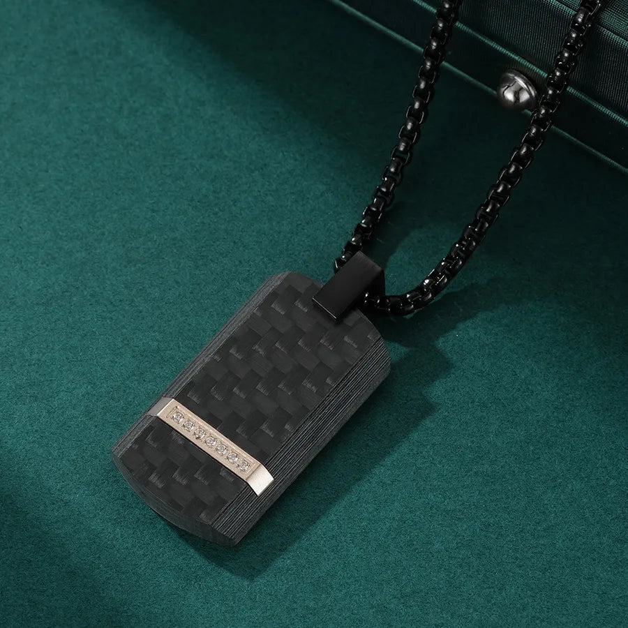 Hip-Hop Retro Geometric Titanium Steel Plating Inlay Zircon Men's Pendant Necklace