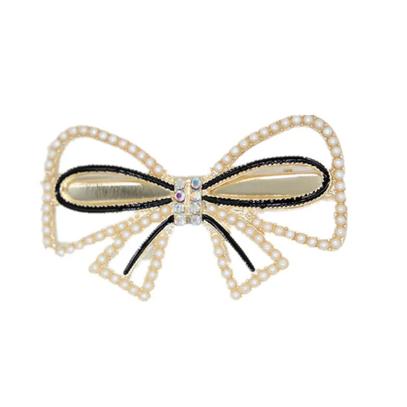 diamond-studded bow alloy hair clip