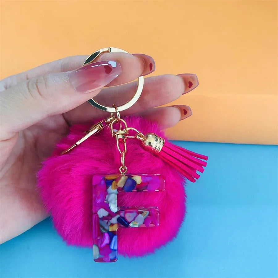 Simple Style Commute Letter Hairball Resin Unisex Bag Pendant Keychain