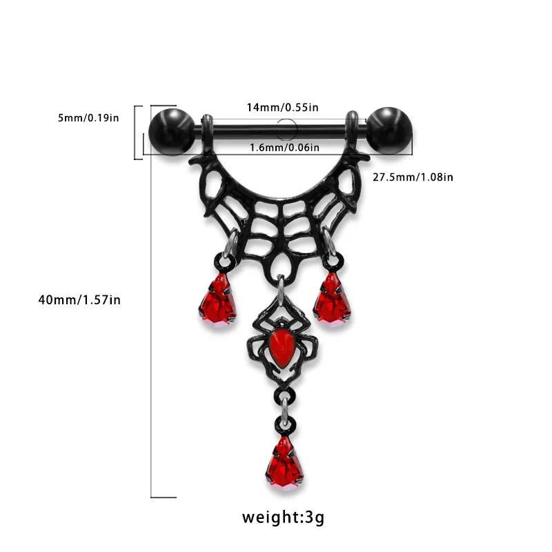 1 Piece Nipple Rings & Studs Hip-Hop Rock Animal Heart Shape 316 Stainless Steel  Alloy Copper Plating Inlay Rhinestones Zircon Black Plated