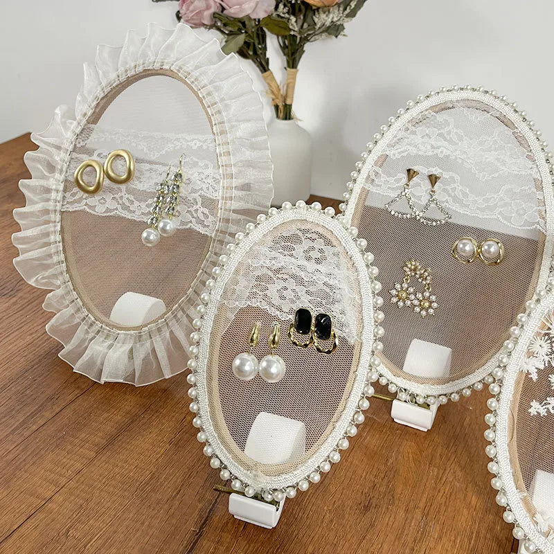 Wooden Embroidery Hoop Earring Display Stand Jewelry Accessories Showcase Shop Window Decor Storage Rack Unique Design
