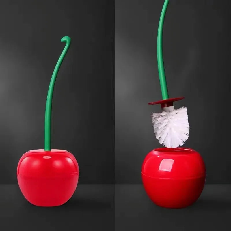 Long handle soft fur toilet brush suit Cherry toilet brush daily necessities  creative plastic cleaning brush toilet brush
