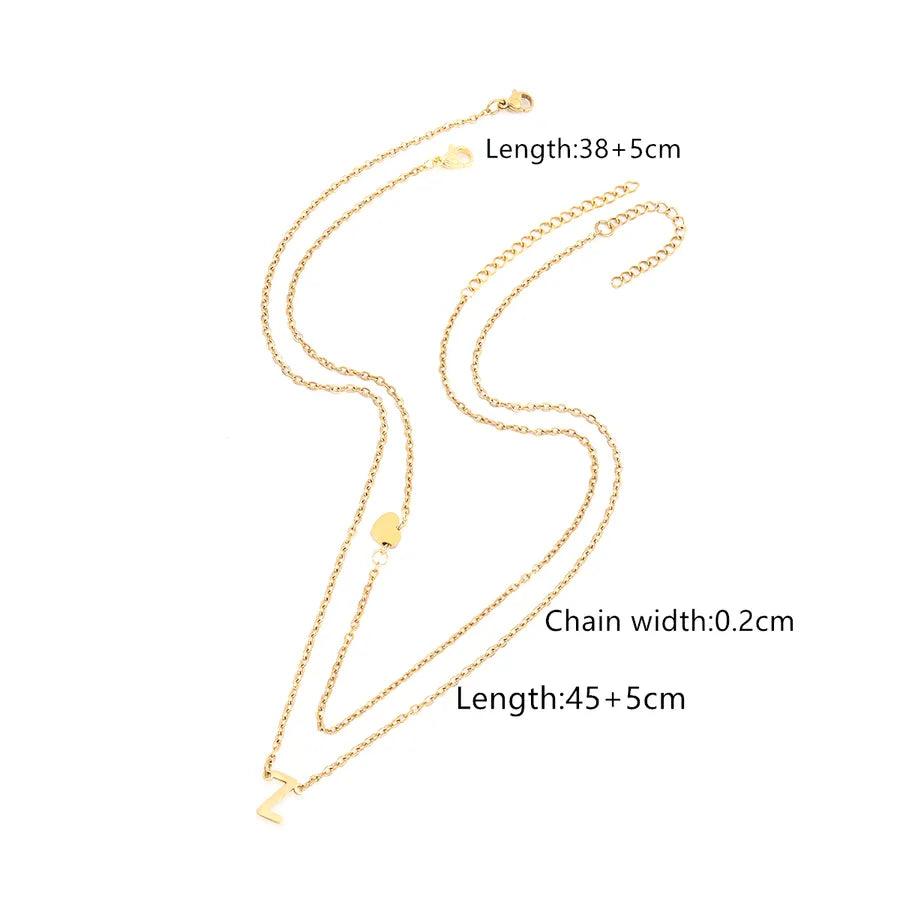 Wholesale Jewelry Elegant Retro Classic Style Letter Heart Shape 201 Stainless Steel 304 Stainless Steel cable chain Pendant Necklace