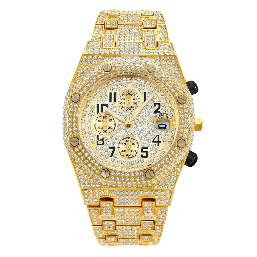 Simple Style Shiny Solid Color Butterfly Double Snap Quartz Watch Men's Watches