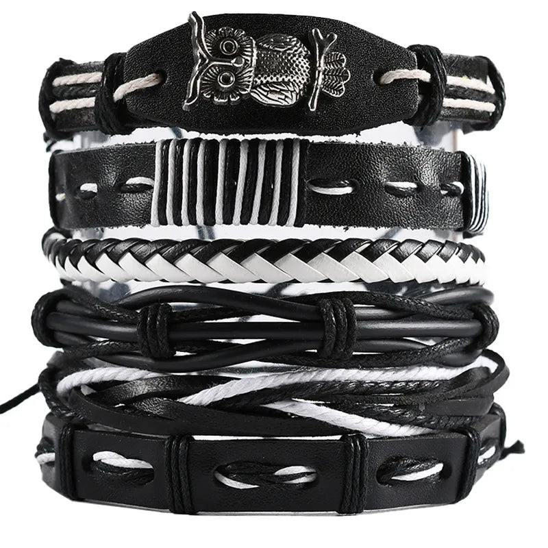 hip-hop solid color pu leather men's bangle 1 piece