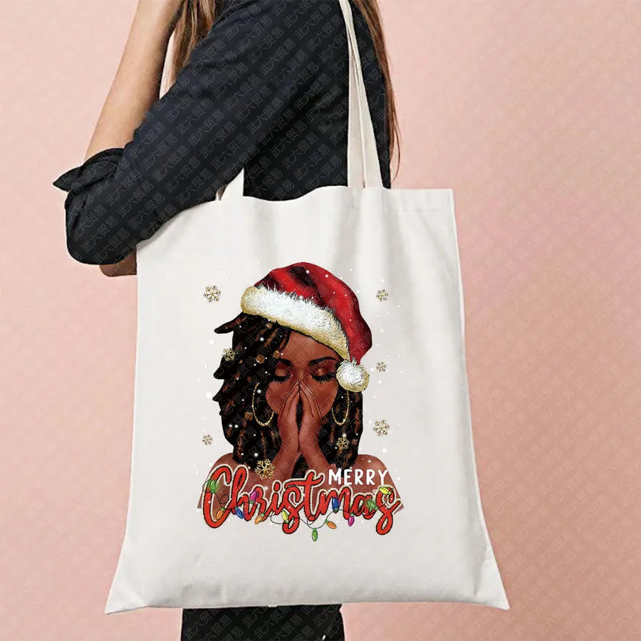 Halloween Witch Pattern Canvas Tote Bag Reusable Shopping Bag For Commuting Traveling Women Large Square Fashionable Bag