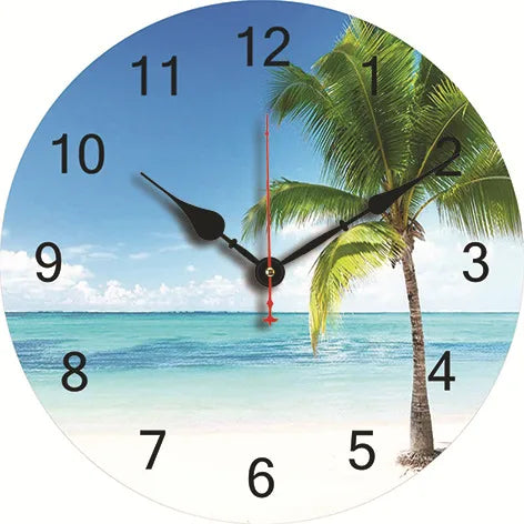 silent wall clock retro wood ocean clock wall sticker simple wall clock retro explosion hanging clock