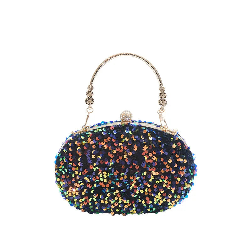 Style One Gold Style One Color Style 1 green Sequin Geometric Sequins Oval Shell Evening Bags