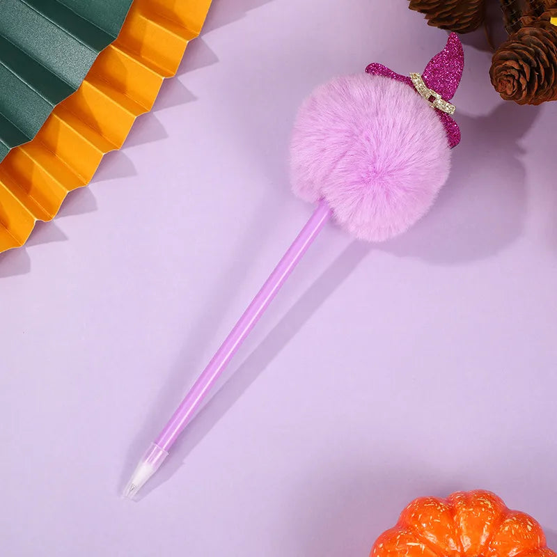 1 piece pumpkin spider bat class christmas learning halloween pp cotton rabbit fur felt cloth cute ballpoint pen