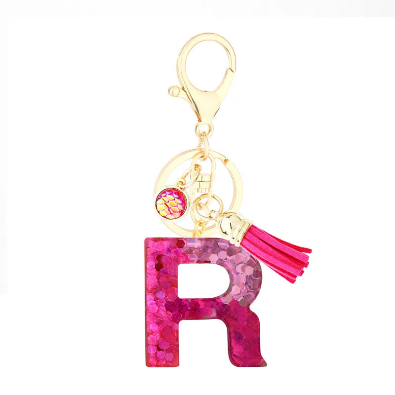 1 piece fashion letter resin patchwork unisex keychain