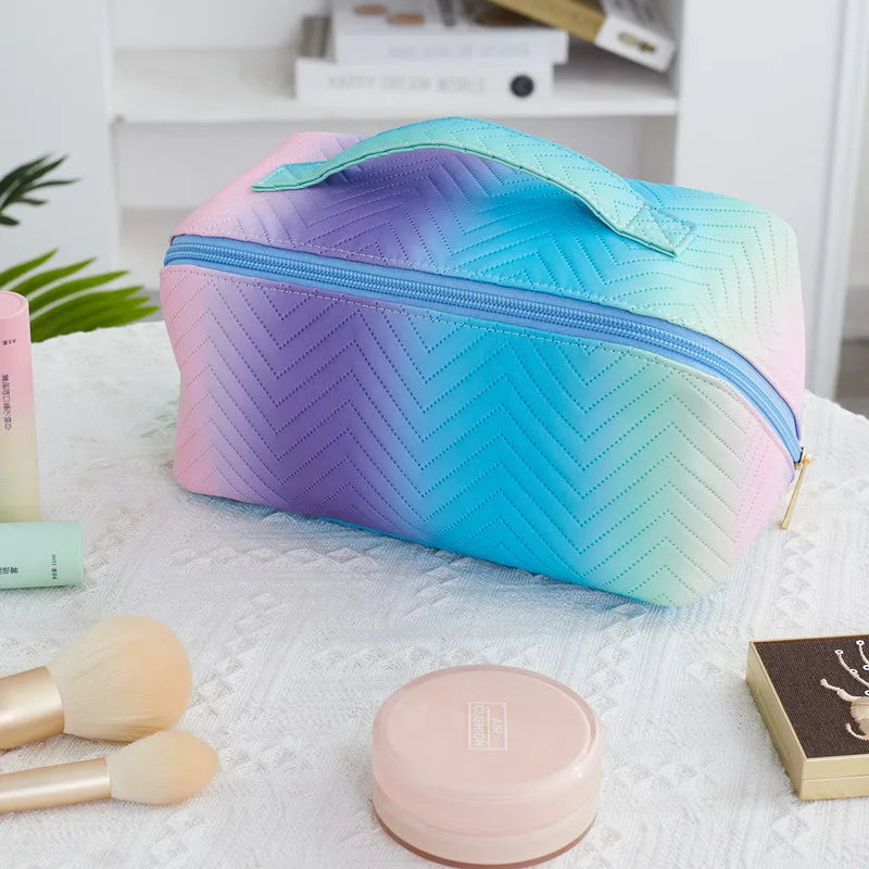 New PU Cosmetic Bag Large Capacity High-end Sense Portable Travel Cosmetic Storage Bag Household Pillow Wash Bag