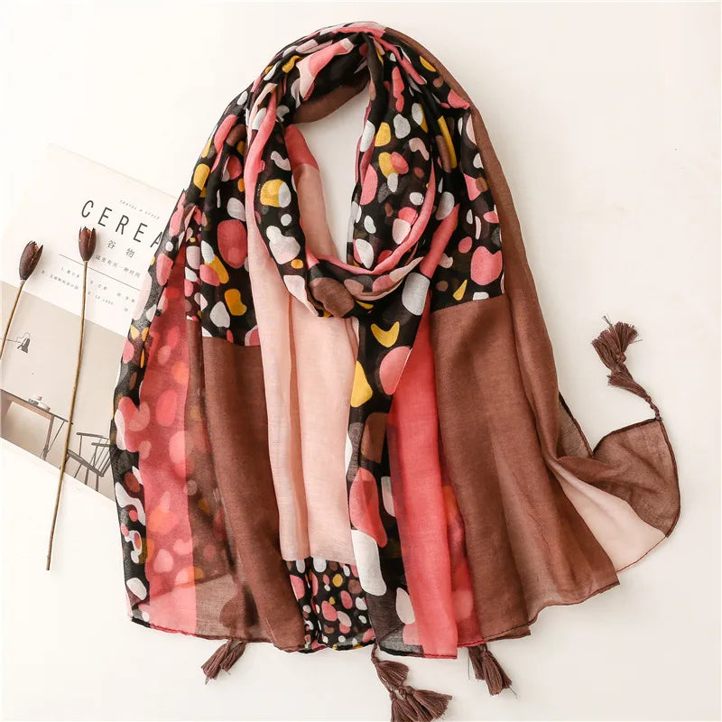women's fashion geometric voile polyester winter scarves