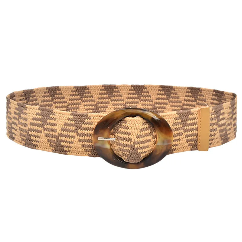 Retro Commute Stripe Solid Color Straw Women's Woven Belts