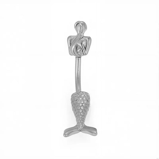 1 Piece Belly Rings Nordic Style Sexy Simple Style Star Mermaid 316L Stainless Steel  Polishing Zircon 18K Gold Plated