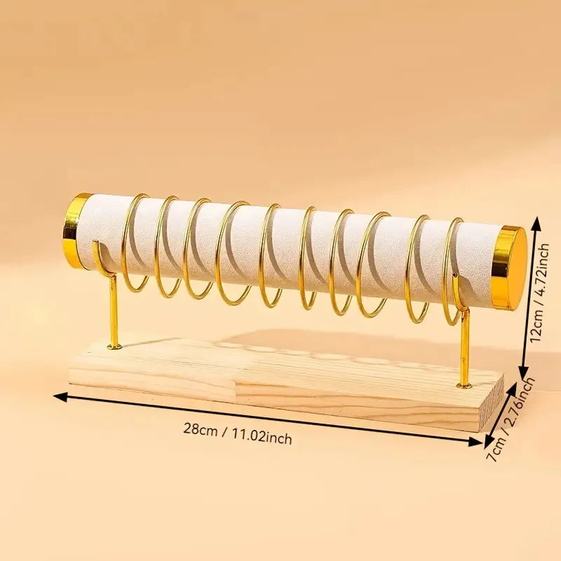 High-End Gold Jewelry Display Stand Bracelet Watch Storage Rack Elegant New Design Solid Wood Accessory Showcasing Holder