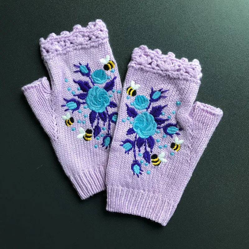 Women's Casual Printing Flower Gloves