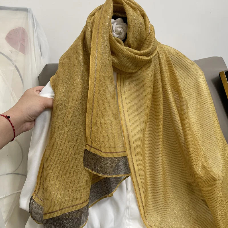 women's elegant solid color polyester silk scarf
