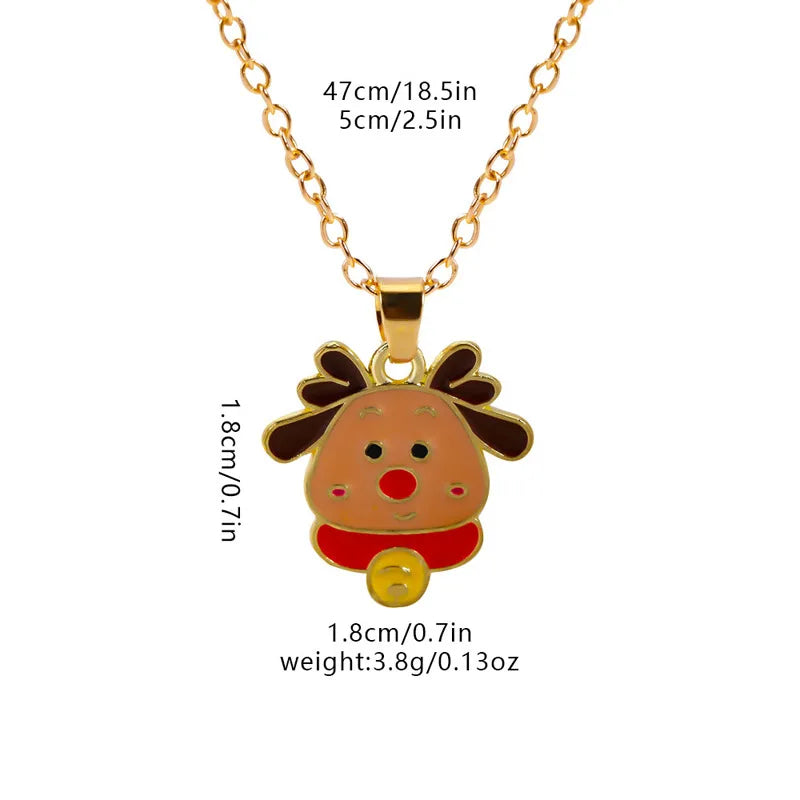 Christmas Elements Deer Santa Claus Alloy Pendant Necklace Christmas Socks Drop Oil Bell Pendant Best Friend Jewelry