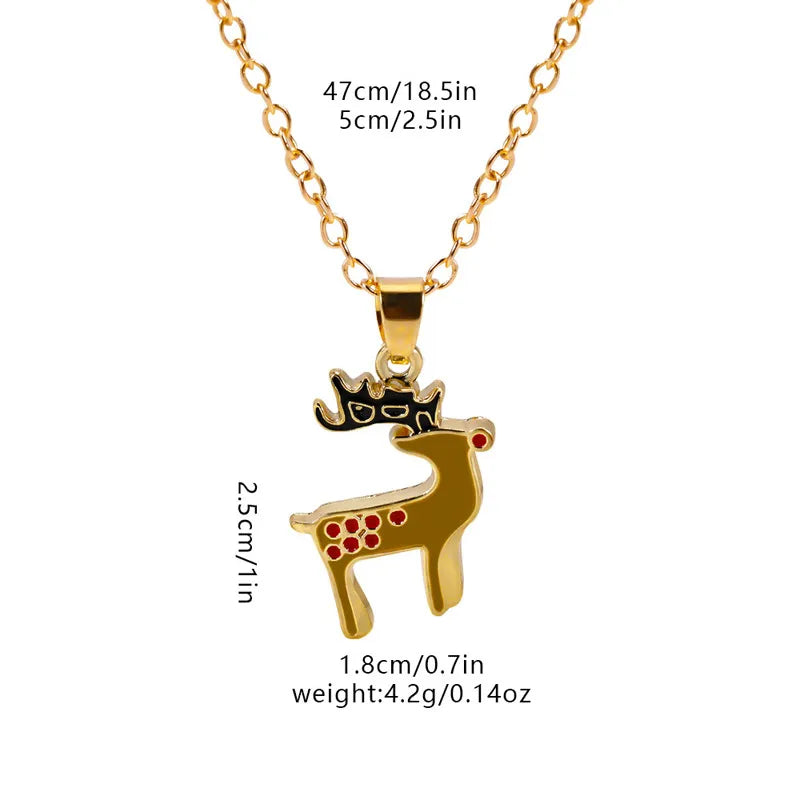 Christmas Elements Deer Santa Claus Alloy Pendant Necklace Christmas Socks Drop Oil Bell Pendant Best Friend Jewelry